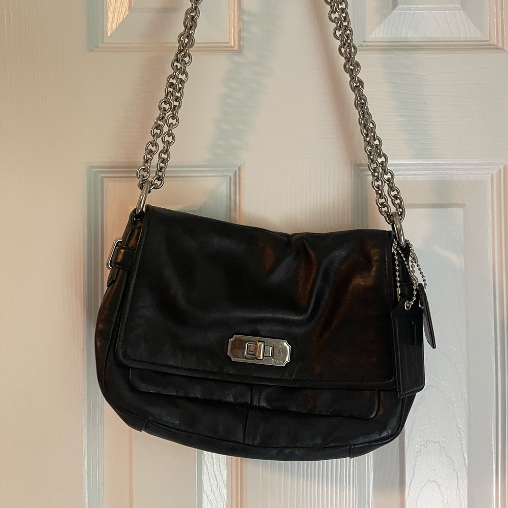 Coach black leather small cross body/shoulder bag